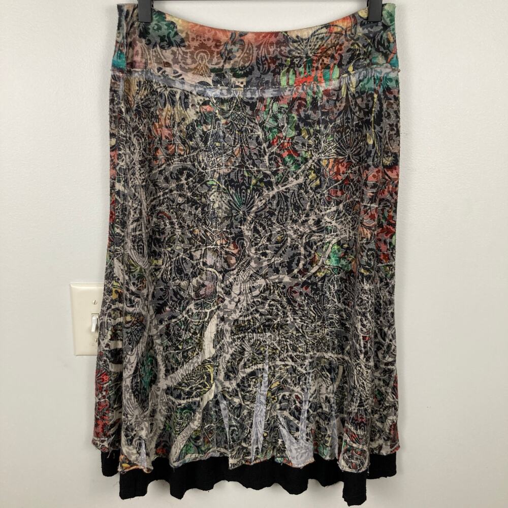 Y2K Black Paisley Tree Print Skirt Womens M Whimsical Tapestry Dark Fairy Artsy